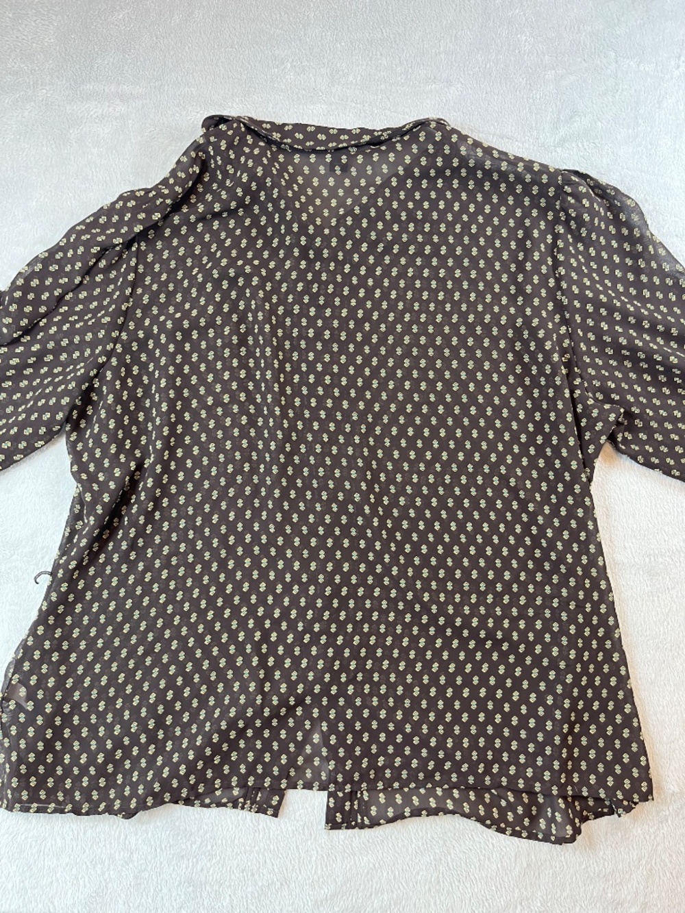 Chaps Plus sz 20w Sheer Blouse Pin Tuck Geometric Print Office Chic Tunic Blouse - Picture 16 of 16